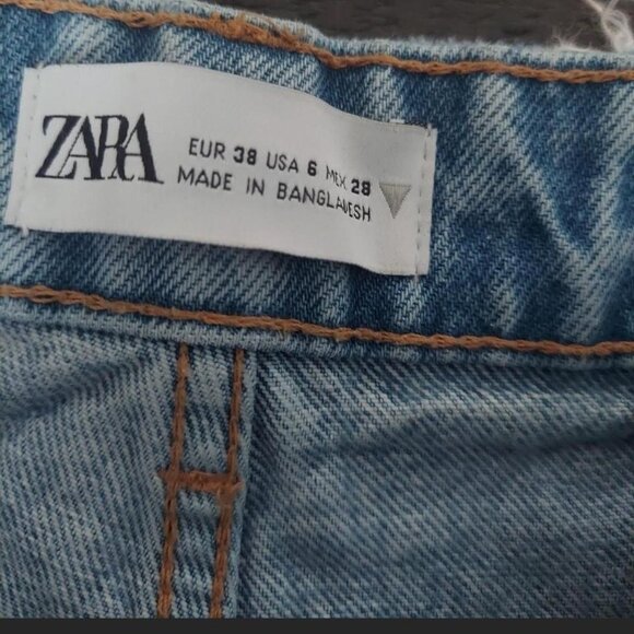 Zara light blue high-waisted cropped jeans size 6 - Picture 5 of 7